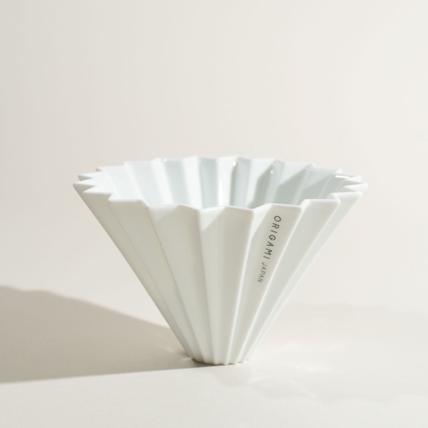 WHITE ORIGAMI COFFEE DRIPPER, MADE IN JAPAN WITH MINO PORCELAIN