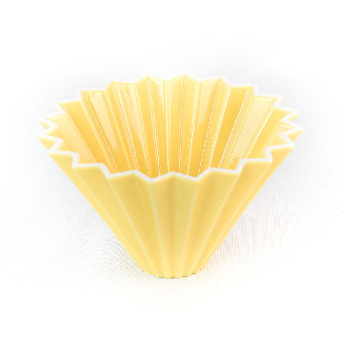 YELLOW ORIGAMI COFFEE DRIPPER, MADE IN JAPAN WITH MINO PORCELAIN