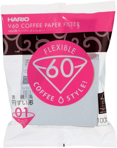 Hario V60 (01) Paper Coffee Filters: 1-2 Cups (100 pcs) - Perfect for Pour-Over Brewing