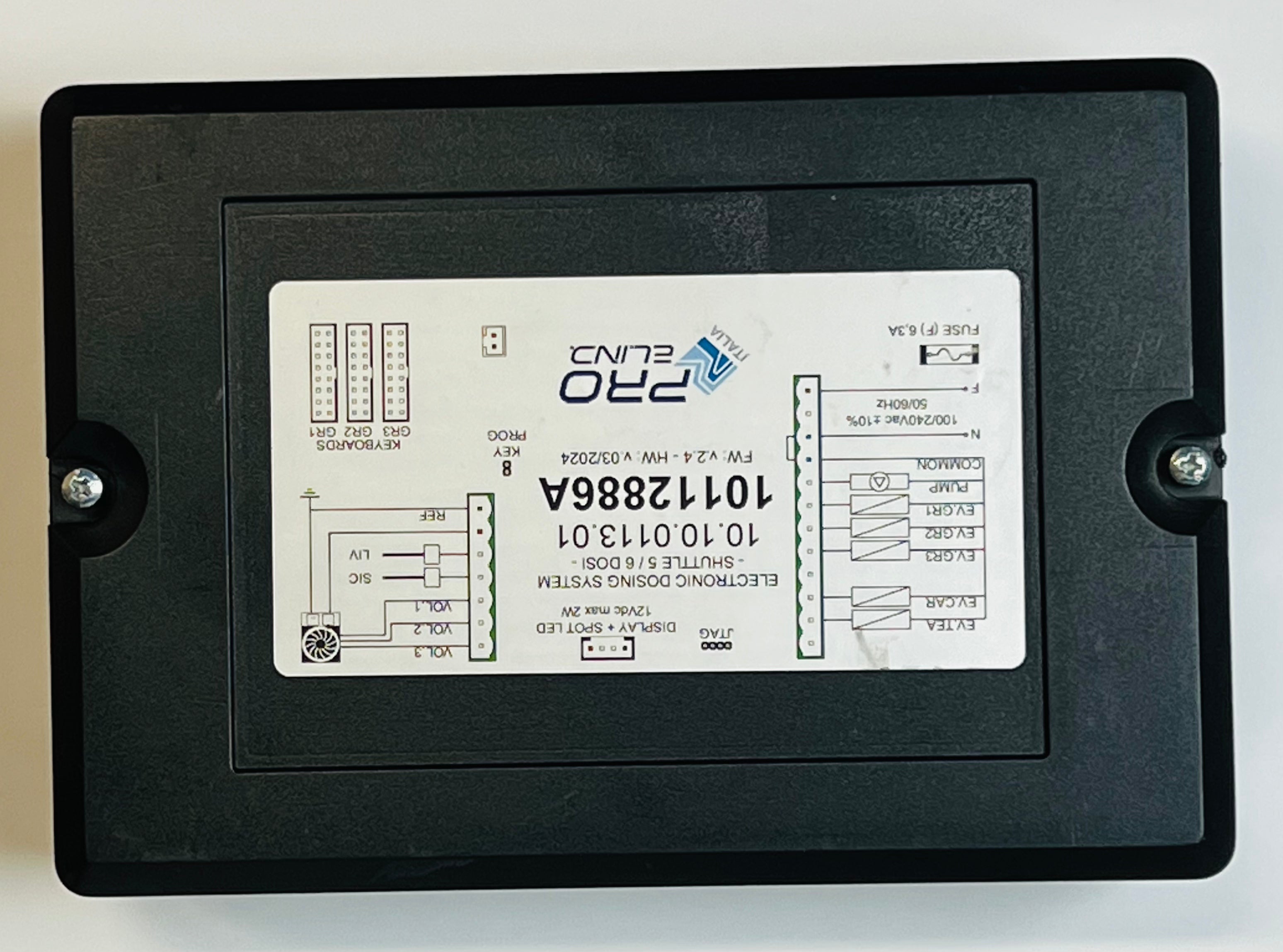 Sanremo Zoe Competition CPU (Part #10112586B), OEM electronic board for five-button machines with programmable shot volumes and hot water dispensing