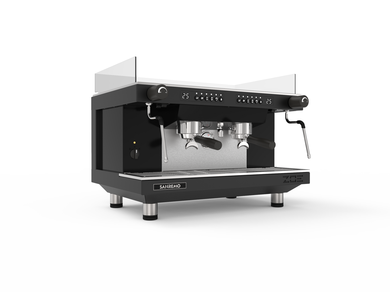 Sanremo ZOE Competition Espresso Machine 2GR Black Front 3-4 for professional café use