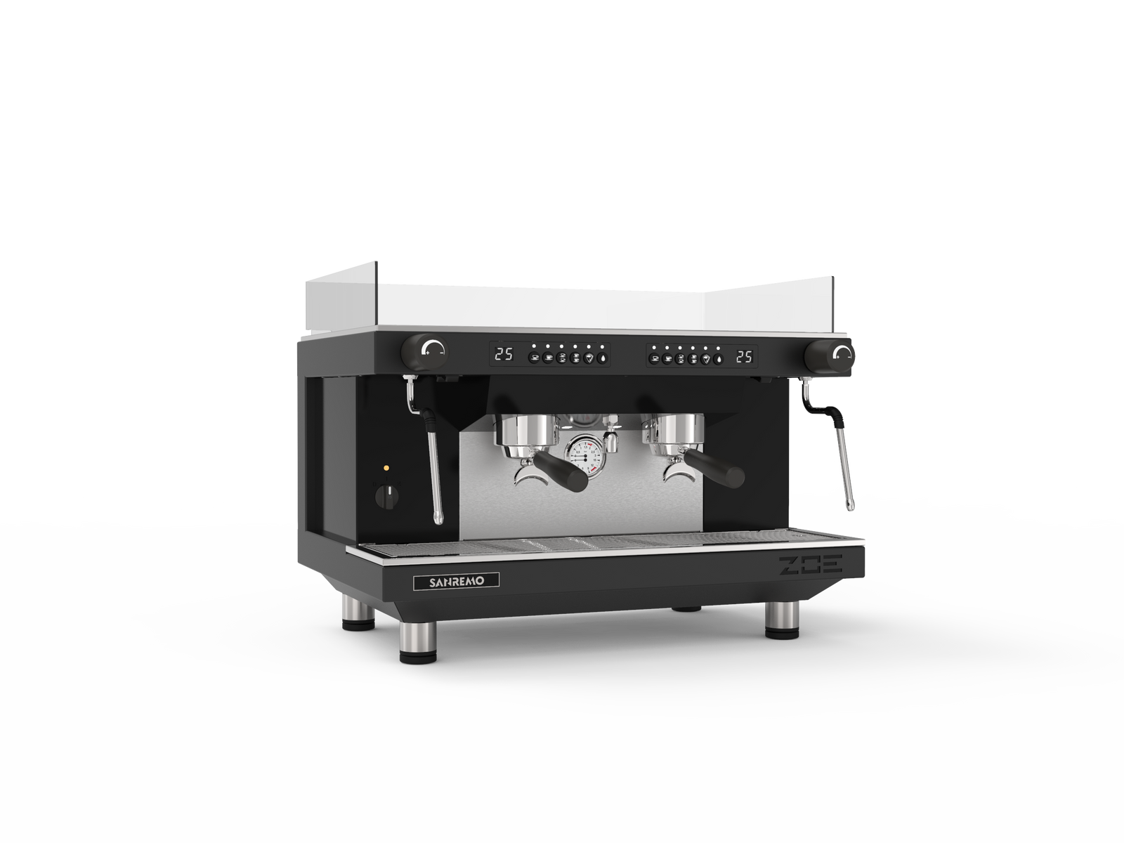 Sanremo ZOE Competition Espresso Machine 2GR Black Front 3-4 for professional café use
