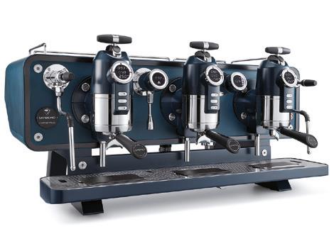 Sanremo Opera 3-group espresso machine in Octane Blue with multi-boiler system, gear pumps on each group head, and bold modern design